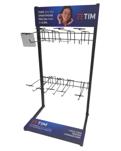 Display Promocional de Alambre para Mostrador con Ganchos